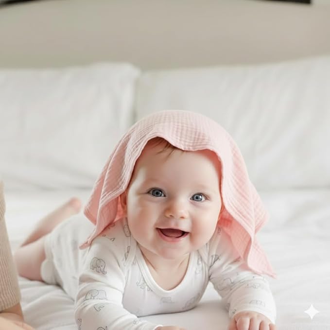 Muslin Baby Washcloths for Newborns, Pack of 8, 11"x11", Super Soft Cotton, Absorbent and Gentle, Baby Cotton Wipes, Baby wash Cloths
