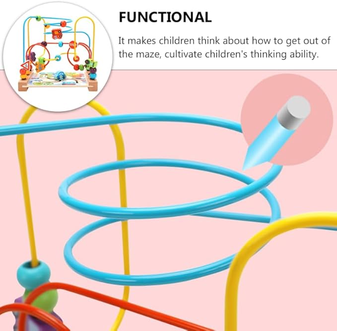 Alasum Ocean-Themed Wooden Bead Maze Toy for Toddlers Ages 1-5 - Montessori Educational Activity Center for Fine Motor Skills and Sensory Learning - Colorful Bead Puzzle and Sequencing Toy for Kids