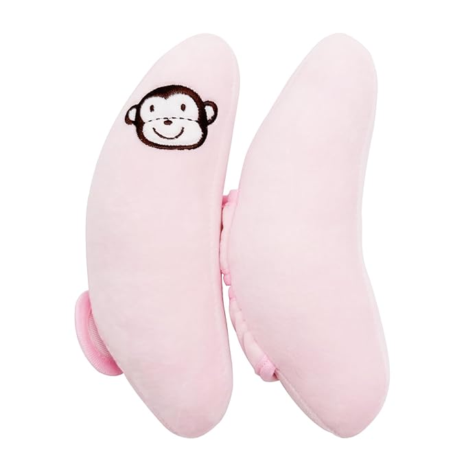 Baby Head Neck Support Pillow,Adjustable Baby Car Seat Head Neck Support,Portable Travel Pillow Cushion for Car Seat,Stroller Headrest Pillow,U-Shape Neck Support Pillow for Infants,Light Pink