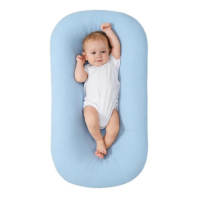 Baby Lounger for Newborn, Portable Infant Support Cushion Lounger for Newborn Supervised Use, Baby Essentials Gift (Blue)