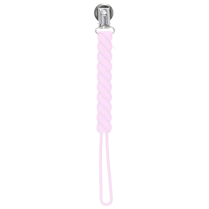 Three Little Tots All Silicone Modern, Short and Safety Tested Pacifier Clip (Pink, Twist)