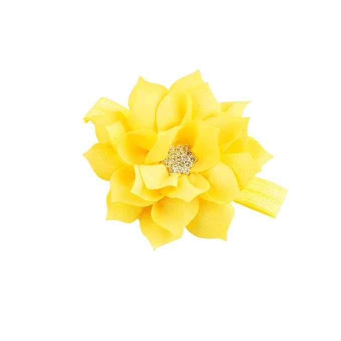 Ivory+Yellow Girl Baby Flower Headbands Rhinestone Flower Princess.(FD83) (Ivory+Yellow)