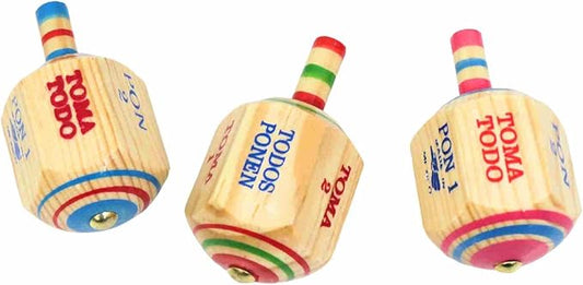 Mexican Toma Todo Party Game Wood Pirinola Spinning Top (3 Pack)