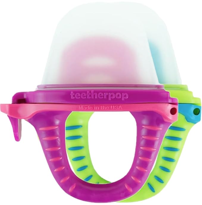 Teetherpop Fillable Freezable Teethers for Babies - Breastmilk Teether with Spill-Proof Sippy Slits– Teething Popsicle for Baby, Liquids & Purées, Cooling Teething Relief Feeder Pacifier - Sunrise Set