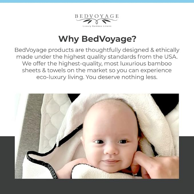 BedVoyage Baby Hooded Towel, 2pc with Baby Washcloth, Viscose Derived from Bamboo & Cotton, Toddler Bath Towels, Gentle, Plush & Absorbent for Babies & Toddlers