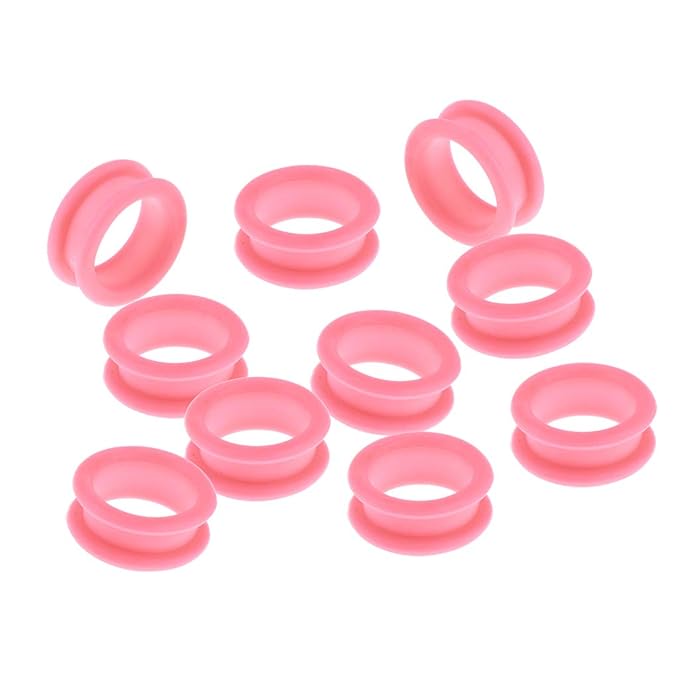 menolana 10 Packs Silicone Thumb Ring Finger Insert Grips Set For Grooming Scissors - Pink