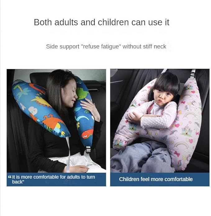 Car Back Seat Belt Pillow for Kids, Extra Soft Support Travel Pillow for Head Neck and Shoulder in Car, Universal Carseat Strap Cushion Pads for Childs Baby People (NO3)
