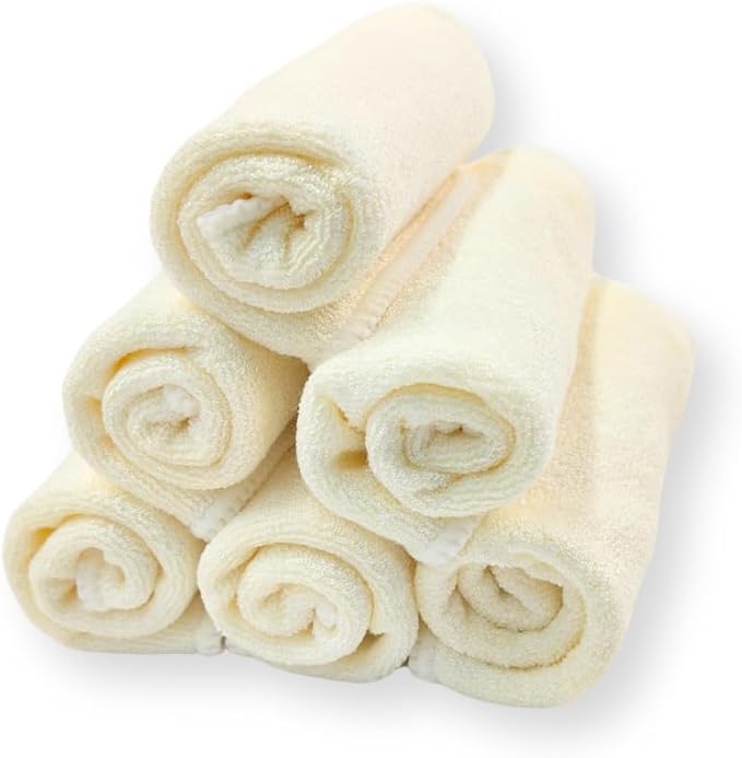 Baby Washcloths 6-Pack, Ultra Soft Viscose, 7.87 x 7.87 inches, 2-Layer Deluxe, Super Absorbent, Machine Washable, Newborn Bath Towels, Infant Shower, Gentle on Skin, Face Wash Cloths for Babies