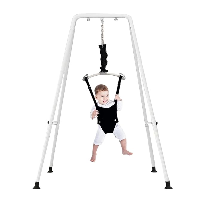 Baby Jumper Set with Hanging Shelf Adjustable Toddler Baby Bouncer Baby Toys… (Blcak)