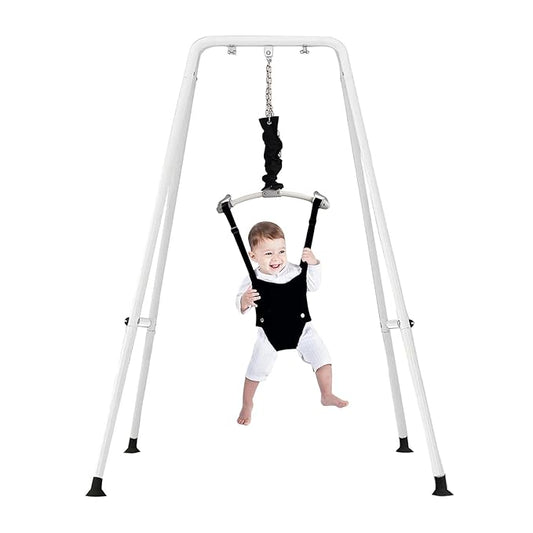 Baby Jumper Set with Hanging Shelf Adjustable Toddler Baby Bouncer Baby Toys… (Blcak)