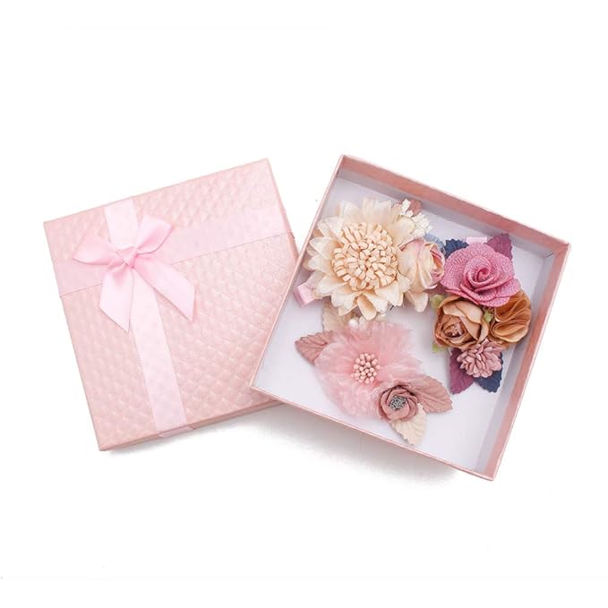 Flower Hair Clips Set-Cherrboll 3pcs Floral Hair Bow Accessories for Baby Girl Toddles Teen Gifts
