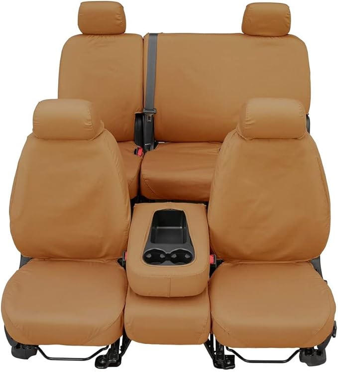 Covercraft Custom-Fit Rear-Second Seat Bench SeatSaver Seat Covers - Polycotton Fabric, Tan