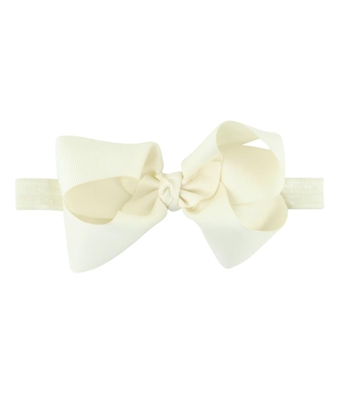 RuffleButts Girls Ivory Bow Headband - One Size