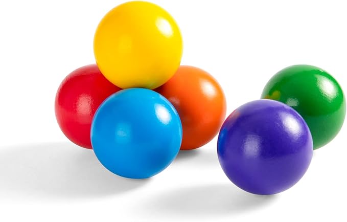 1.8 Inch Montessori Wooden Rainbow Balls, Colorful/Pastel/Natural Wooden Ball Toys for Toddler & Baby Grasping, Preschool Learning Material, Educational Counting Toy - 6 Pcs