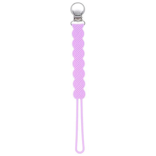 Three Little Tots All Silicone Modern, Short and Safety Tested Pacifier Clip (Lavender, Waverly)