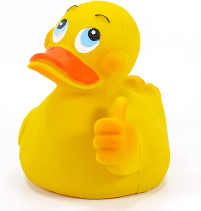 OK Thumbs Up Rubber Duck Bath Toy | All Natural, Organic, Eco Friendly, Squeaker | Imported from Barcelona, Spain