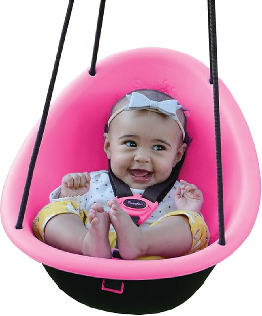 Swurfer Kiwi Toddler Swing – Comfy Baby Swing Outdoor, 3-Point Adjustable Safety Harness, Safe Quick Click Locking System, Foam-Lined Shell, Blister-Free Rope, Easy Installation, Age 9 Months and Up