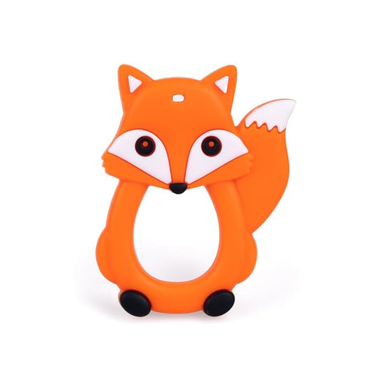 Fox Silicone Baby Teether – Orange | 100% Food Grade Teething Toy | Textured Gum-Soothing Dots & Easy Grip Ring | BPA-Free, Phthalate-Free | Chew from Any Angle | Sensory Toy 3-36 Months