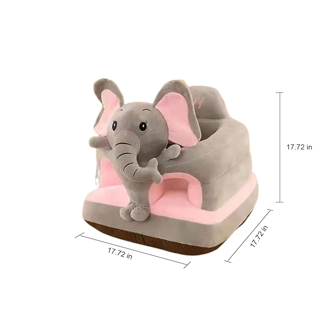 Baby Seat for 3-24 Month, Infant Back Support Floor Chair, Plush Cartoon Animals Baby Sofa, Toddler Floor Seater for Sitting Up, Portable Activity Seat for Babies (Elephant)