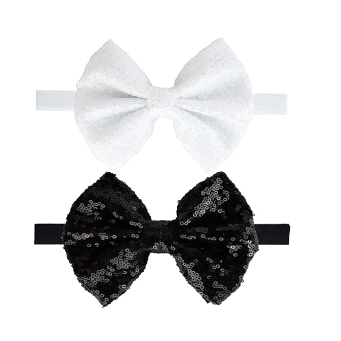 Baby Christmas Sequins Headband Bow Red Green Glitter Sequins Bow Christmas Hair Band Bow BHC03 (Set-C)