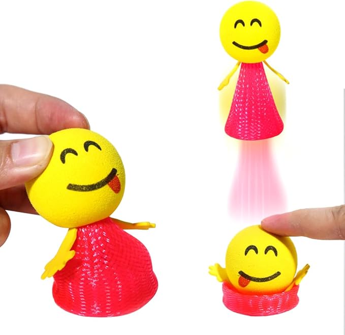 PROLOSO Jumping Popper Colorful Spring Launchers Bouncy Toy Balls 24 Pcs