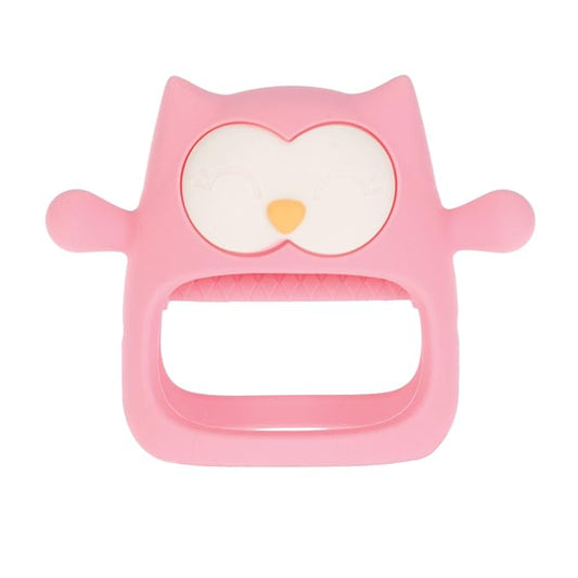 Nuby Silicone Wrist Grip Teething Mitten - 3+ Months, Pink Owl