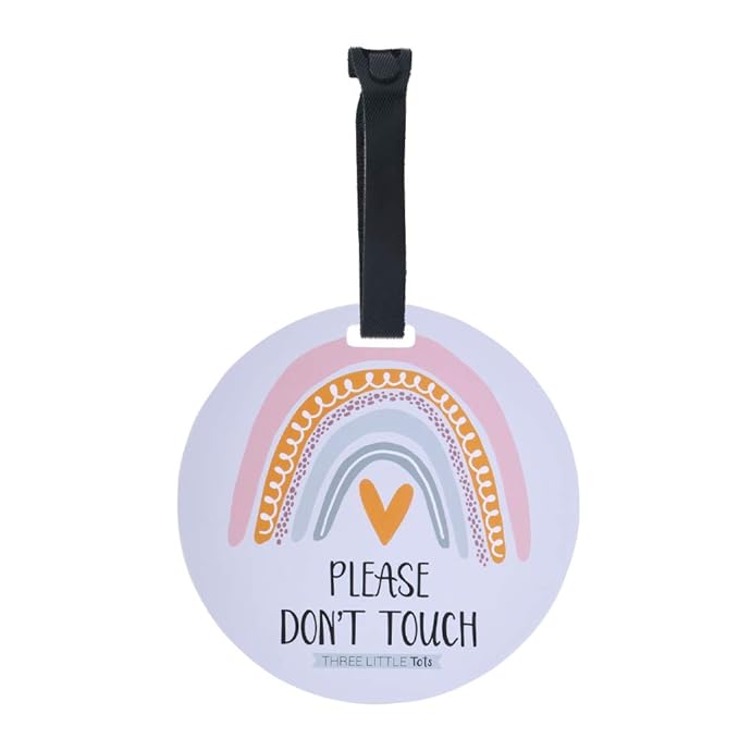 (Three Little Tots) No Touching Baby Car Seat and Stroller Two Pack- Baby Safety No Touching Car Seat Sign, Stroller Sign, Newborn Car Seat Tag- CPSIA Safety Tested (Flower/Rainbow)