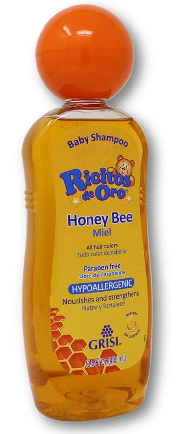 Honey Bee Ricitos de Oro Shampoo| Baby Shampoo with Pop-Up Rattle Cap, Paraben Free Product for Baby’s Delicate Hair; 13.5 Fl