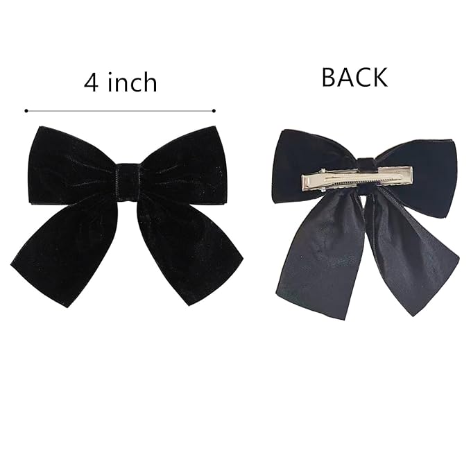 Hjiaruiky Hair Bows, 2pcs Handmade Velvet Bows for Girls Toddlers, Light Weight Hair Clips, Sturdy Alligator Clips, Black