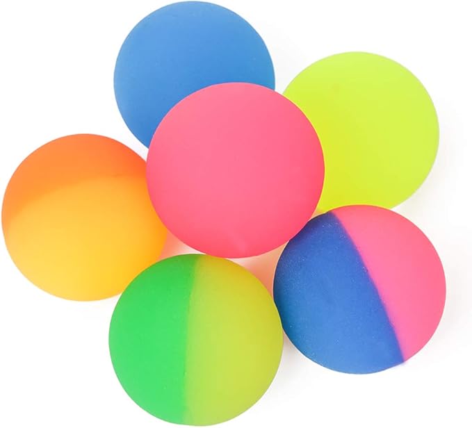 PROLOSO 2.3" Bouncy Balls Glow in The Dark High Bouncing Rubber Ball Bright Pet Toys Pack of 6