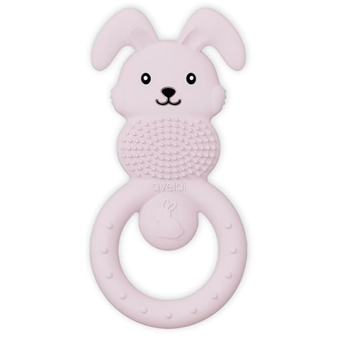 Bunny Baby Teether - Teething Toys for Babies 3-6 Months Teething Relief, Silicone Baby Teether Toys BPA Free, Baby Chew Toys & Infant Toys 0-12 Months, Baby Teethers Boys Girls
