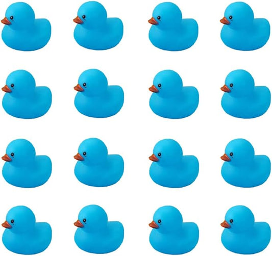 Bath Duck Toys 16 PCS Blue Mini Rubber Ducks Squeak and Float Duckies Baby Shower Toy Party Decoration for Toddlers Boys Girls
