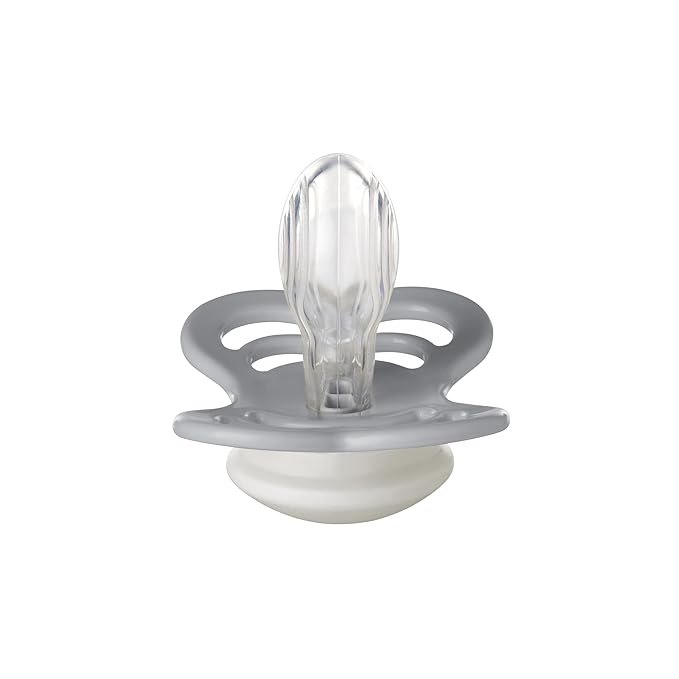 BIBS Supreme Baby Pacifier 2-Pack | Made in Denmark | BPA Free Dummy Soother, Symmetrical Nipple. Silicone, Size 2 (6-18 Months), Sage Glow/Cloud Glow