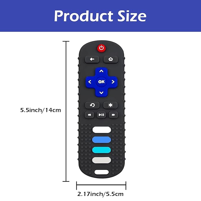2-Pack Baby Teething Toys-TV Remote Control Shape Silicone Infants Teething Toys for Babies 0-18 Months,BPA-Free (Black+Pink)