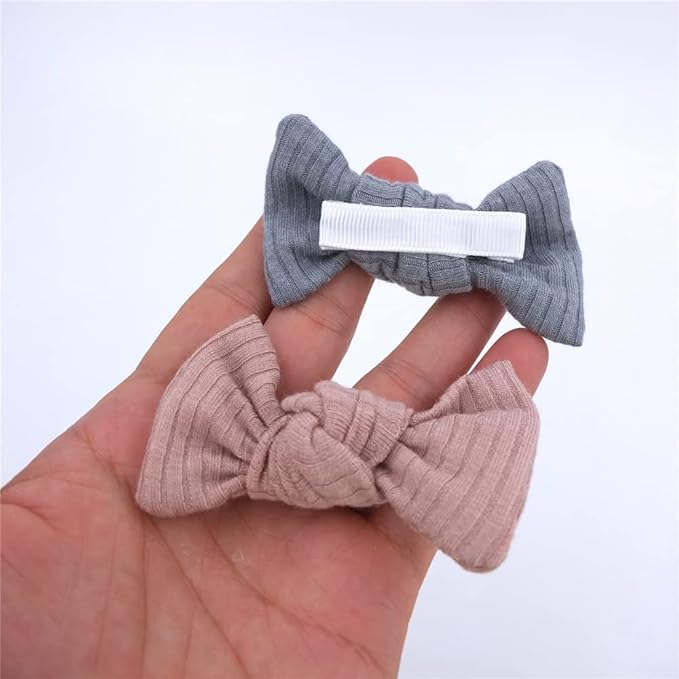 Sugarmelon Mommy and Me Headband Set Mother Baby Matching Turban Headbands for Toddler Baby Girls Women Scrunchies Hair Bow Hairbands (Vanilla and Smoke Blue)