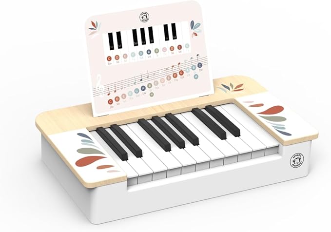 SPEEDY MONKEY Kids Piano Keyboard – FSC Wooden Toddlers Music Toy with Colorful Keys, Educational Digital Mini Piano for Boys & Girls, Interactive Musical Instrument for Beginners & Little Musicians