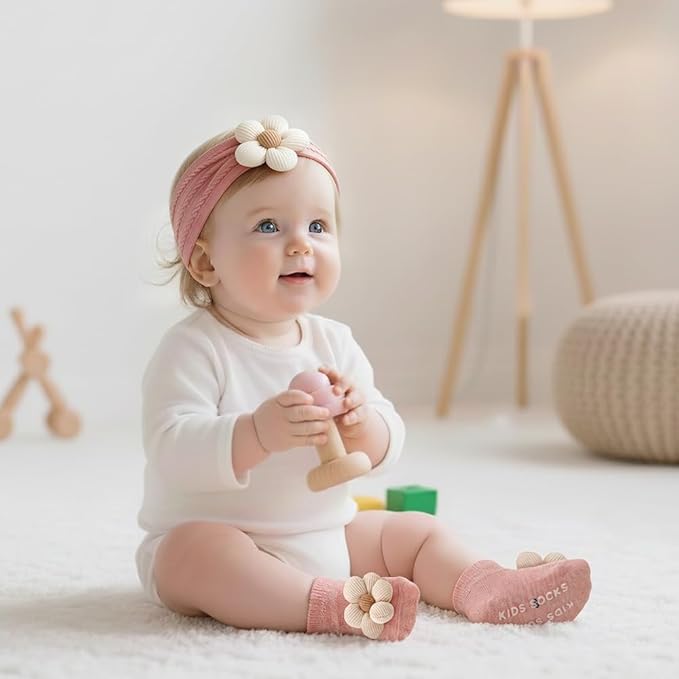 AQOKKA Baby Flower Headbands Nylon Baby Girl Headbands Soft Handmade Hairbands Toddler Hair Accessories for Girls