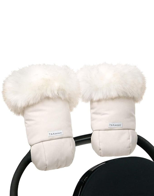 7AM Enfant Stroller Warmmuffs Gloves - Anti-Freeze Stroller Mittens for Handlebars, Water Repellent Hand Warmer Muff for Cold Weather, Plush Lined Stroller Warmmuffs | Winter Stroller Accessories