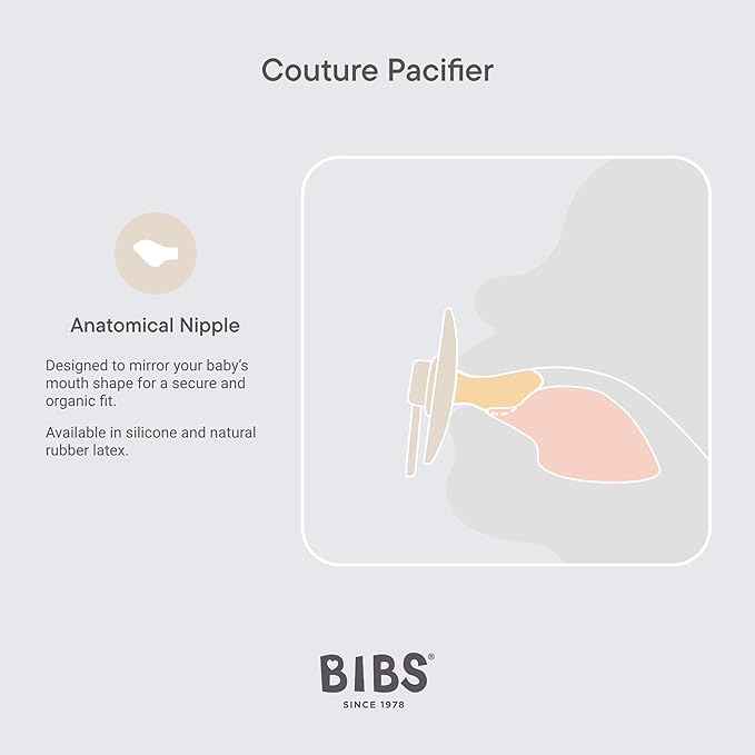 BIBS Pacifiers - Couture Collection | BPA-Free Baby Pacifier | Made in Denmark | Set of 2 Ivory/Blush Color Premium Soothers | Size 0-6 Months