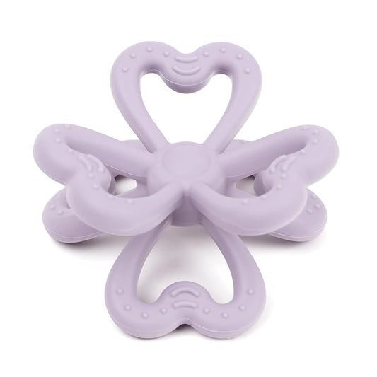 Haakaa Silicone Clover Teether - Food Grade Silicone Teething Toys for Babies 3-6 Months 6-12 Months, Soft & Easy Hold Chew Toy for Infant, BPA Free (Lavender)