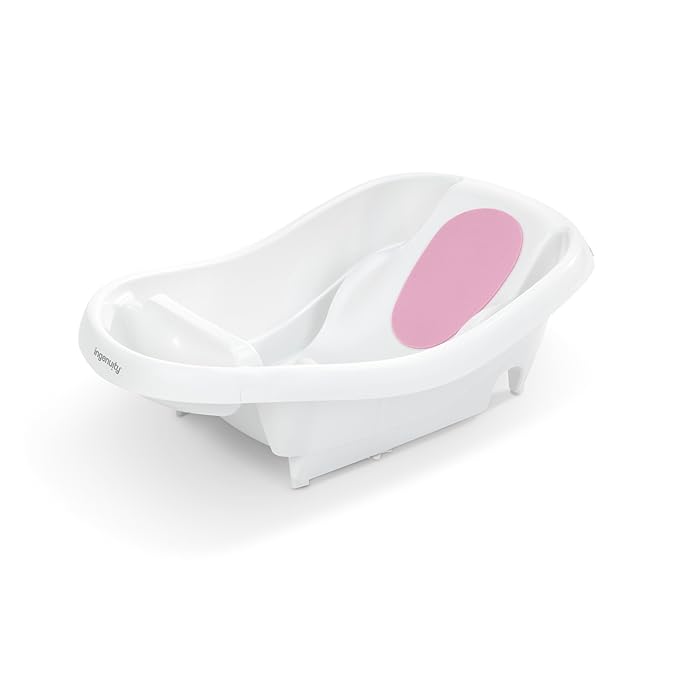 Ingenuity Comfy Clean Deluxe Newborn to Toddler Baby Bathtub, 3-in-1 with Removable Sling, Padded Backrest, 0-24 Months, Pink