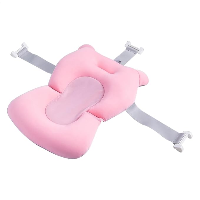Baby Bath Pad | Foldable Travel Baby Baths Tub, Babies Tub with Soft Baths Mat, Babies Bath Seat Support Net, Non-Slip, 3 Safety Belts, for Home Travelling