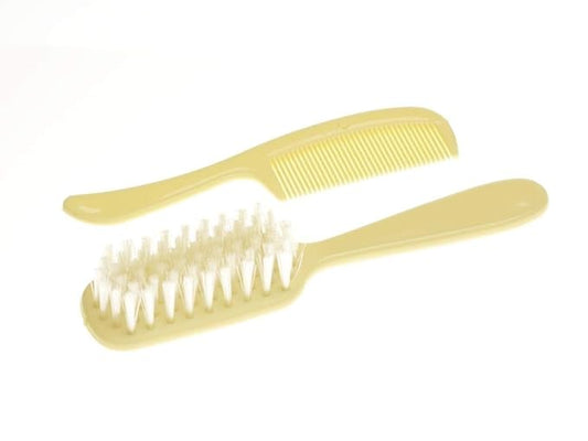 Infant/Baby Plastic Hair Brush and Comb Set, Soft nylon bristles are gentle on scalp