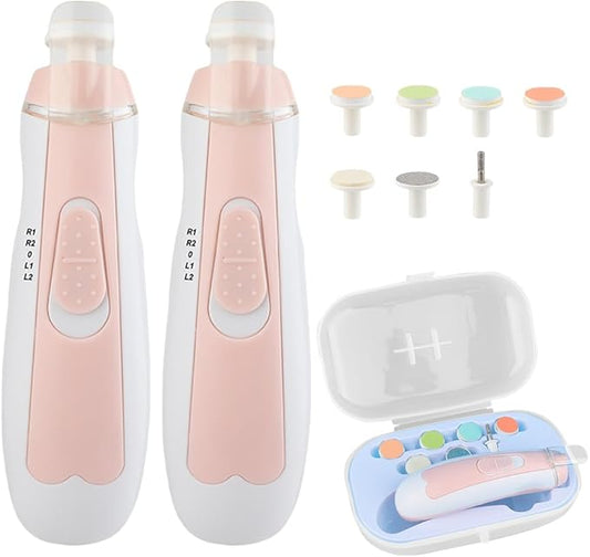 Baby Nail Trimmer Electric, Upgrade Baby Nail Clippers Safe Baby Nail File Kit, Trim Polish Grooming Kit for Newborn Infant Toddler or Adults Toes Fingernails Care (Pink, 2PCS)
