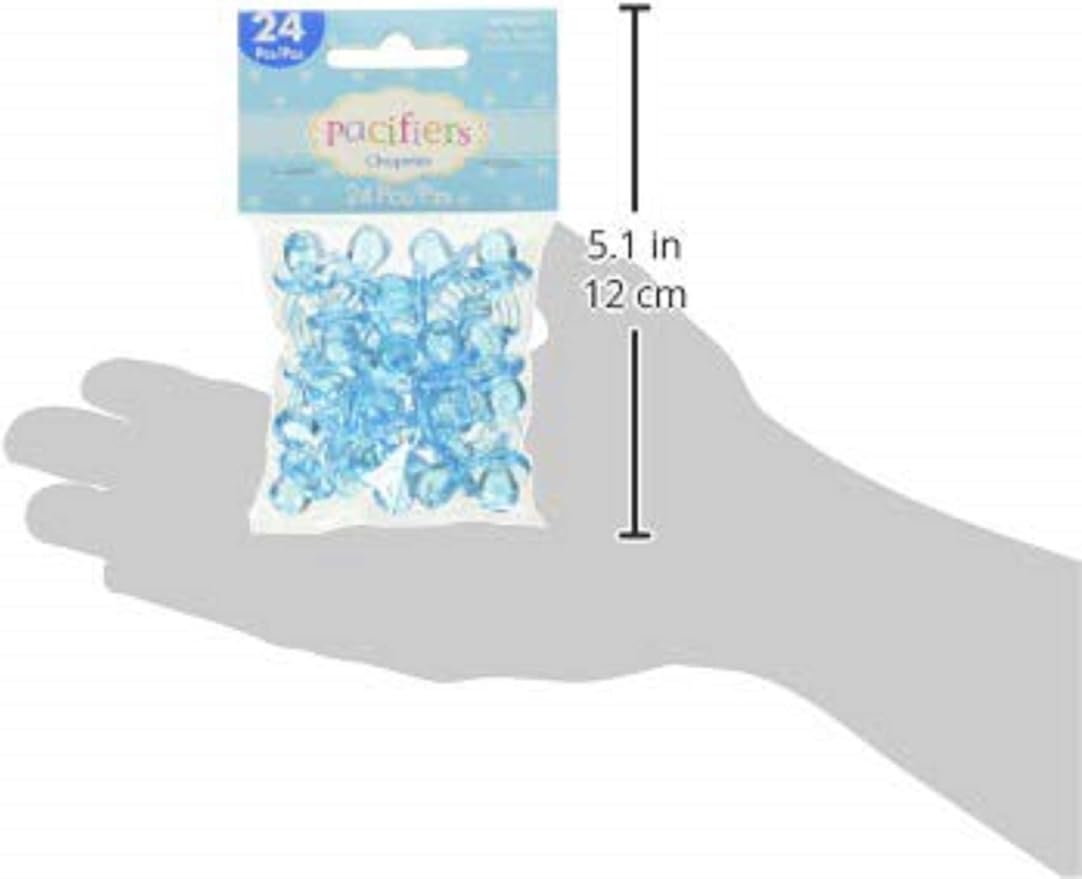 Mini Multi Blue Plastic Pacifier Favors - 1" x .5" (24 Pc) - Perfect for Baby Showers, Parties & DIY Decor