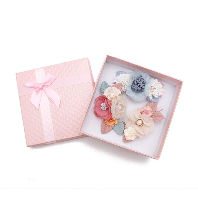 Flower Hair Clips Set-Cherrboll 3pcs Floral Hair Bow Accessories for Baby Girl Toddles Teen Gifts