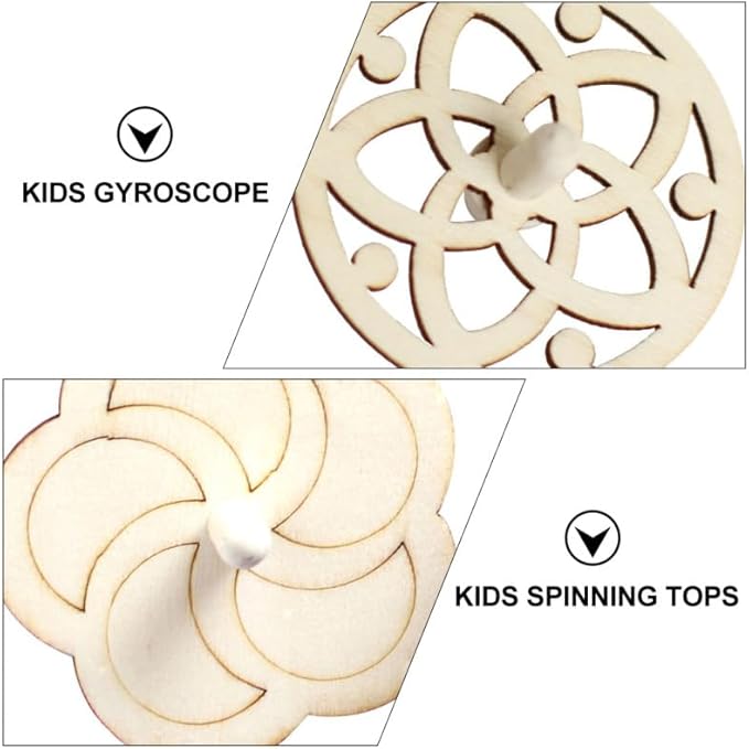 60 Pcs Unfinished Wooden Spinning Tops for Kids - DIY Paintable Gyroscopes with 5 Different Shapes, Detachable Design for Easy Coloring, Ideal Family Gatherings and Parent-Child Games