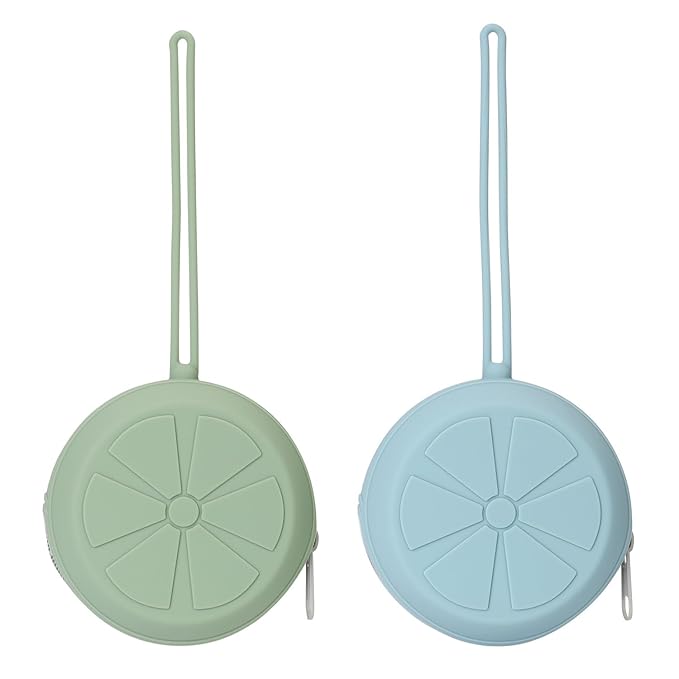 Silicone Pacifier Holder Case, Silicone Pacifiers Storage Case for Newborn, BPA-Free Portable Travel Pacifier Pouch for Boys & Girls(Sage, Ether)