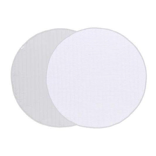 Toddlekind Organic Cotton Reversible Play Mat – 48" Handmade Blanket for Floor Activities, Tummy Time, Nursery Decor, and Family Comfort 0m+ Stone Stripes (Gray)