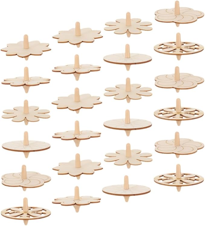 24pcs Wooden Spinning Top DIY Painting Children Toy Tops Toys Gyro s for Kids Child Gyro s Kids Unfinished Children Pressure Relief Accessory